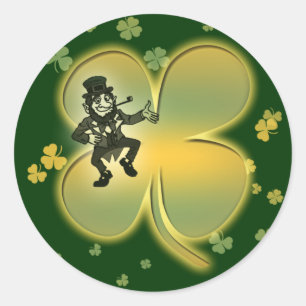 Leprechaun irish Glück Kleeblätter Aufkleber