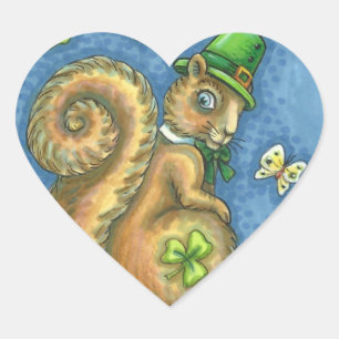 LEPRECHAUN IRISH SQUIRREL, GLÜCK-STICKERS Herz-Aufkleber