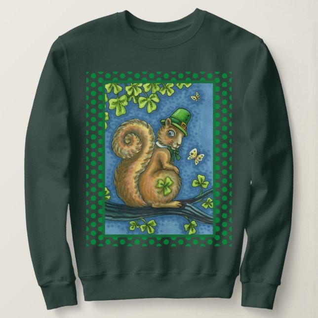 LEPRECHAUN IRISH SQUIRREL, ST. PATRICK'S DAY Lucky Sweatshirt (Design vorne)