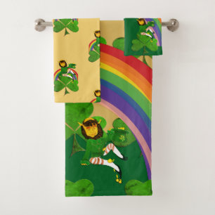 Leprechaun Kleeblatt Badehandtuch Set