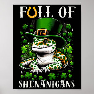 Leprechaun Kleeblatt Blatt Leopardgeckos St. Patri Poster