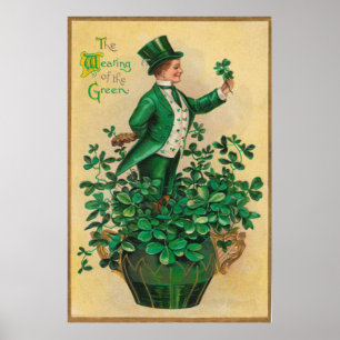Leprechaun Kleeblatt Clay Pipe Harp von Erin Poster