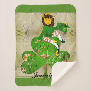 Leprechaun Kleeblatt "Happy St. Patrick's" Sherpadecke
