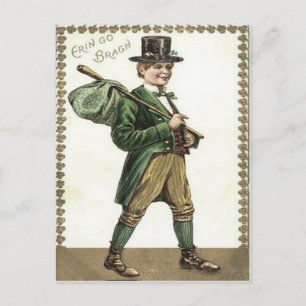 Leprechaun Kleeblatt Hobo Bindle Postkarte