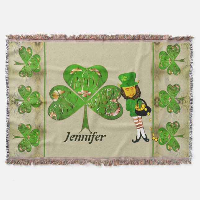 Leprechaun Kleeblatts werfen Blanket Decke (Vorderseite)