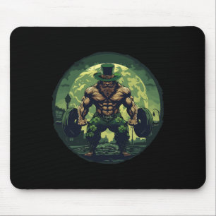 Leprechaun Lifting Weights Bodybuilding Gym St Pat Mousepad