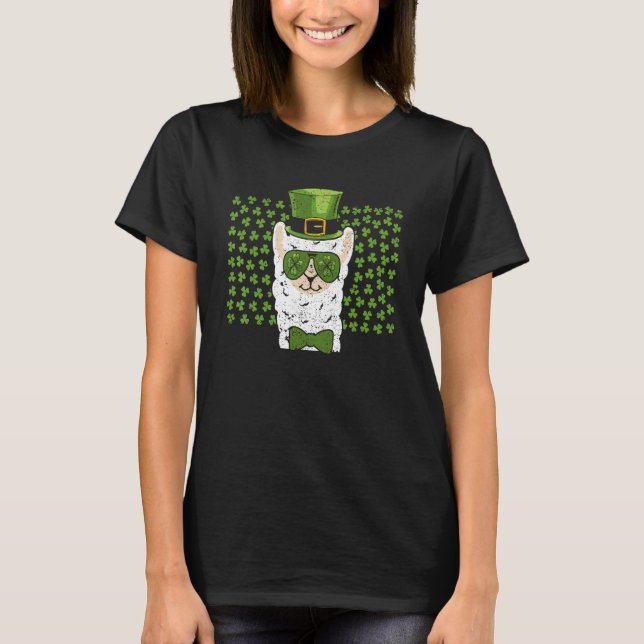 Leprechaun Llama Head Alpaca St Patricks Day Anima T-Shirt (Vorderseite)
