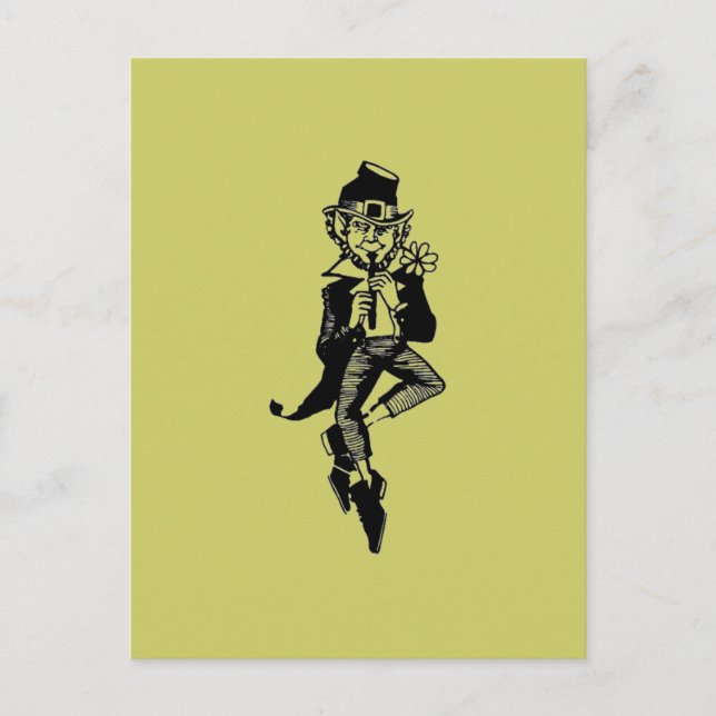 Leprechaun mit Flute Postkarte (Vorderseite)