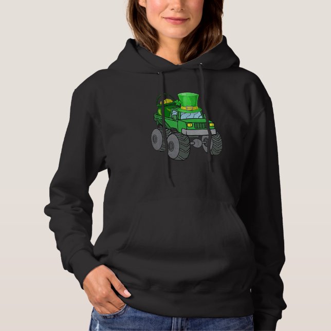 Leprechaun Monster Truck Kleeblatt St Patrick Day  Hoodie (Vorderseite)
