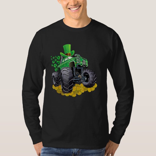Leprechaun Monster Truck Kleeblatt St Patrick Day  T-Shirt (Vorderseite)