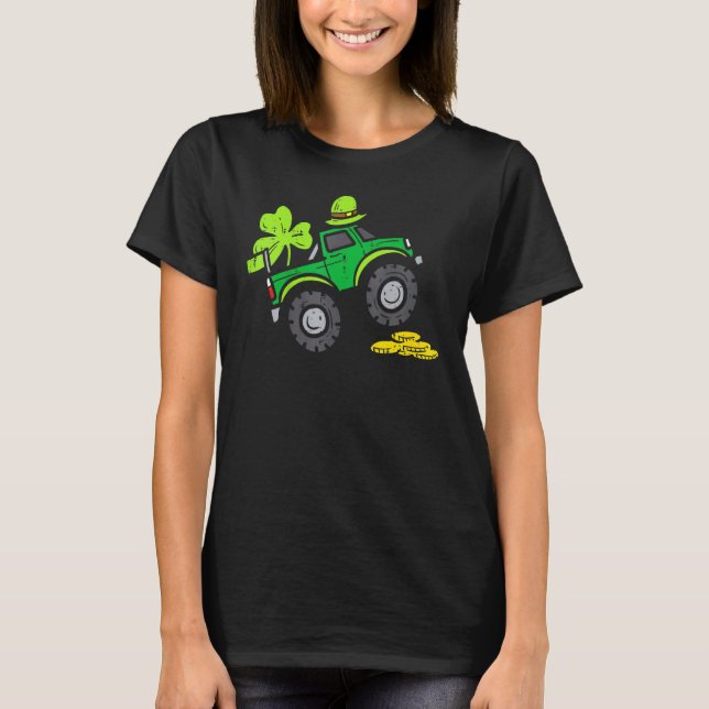 Leprechaun Monster Truck Kleeblatt St Patrick Day  T-Shirt (Vorderseite)