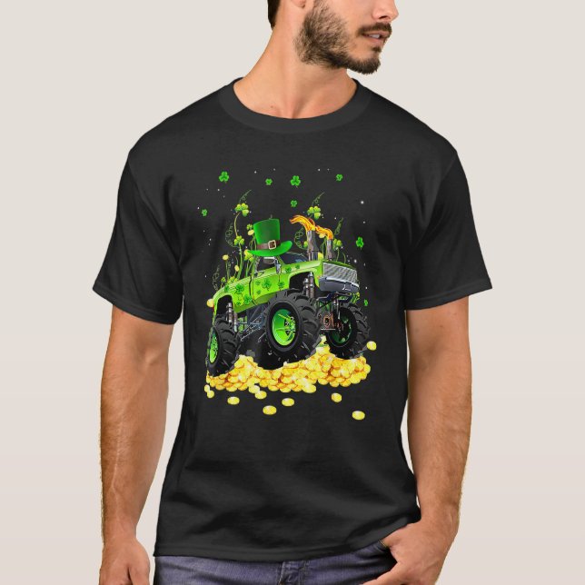 Leprechaun Monster Truck Kleeblatt St Patrick Day  T-Shirt (Vorderseite)