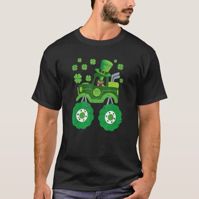 Leprechaun Monster Truck Pugs St Patricks Day Dog  T-Shirt (Vorderseite)