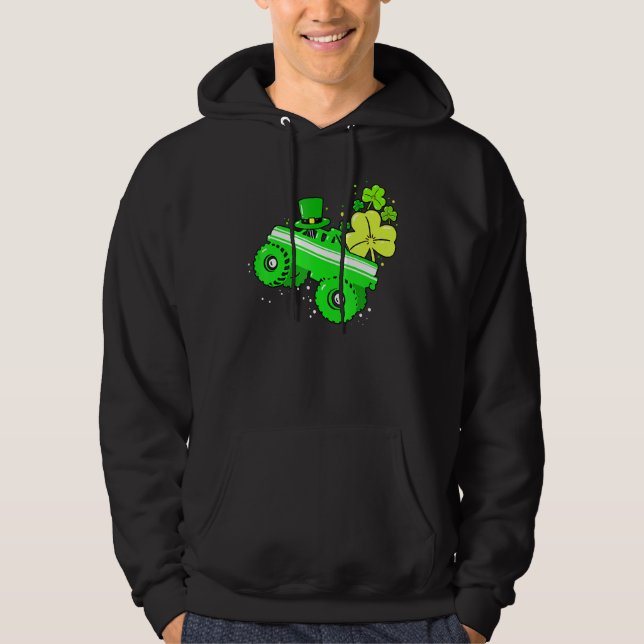 Leprechaun Monster Truck Shamrock St Patrick Day B Hoodie (Vorderseite)