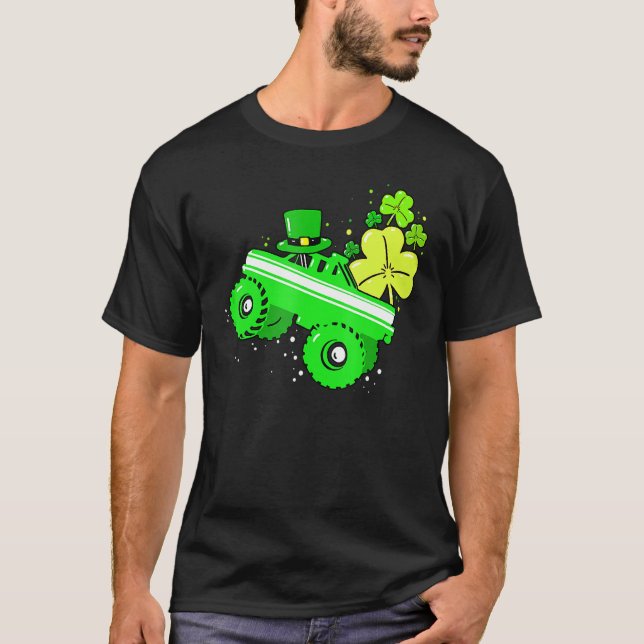 Leprechaun Monster Truck Shamrock St Patrick Day B T-Shirt (Vorderseite)