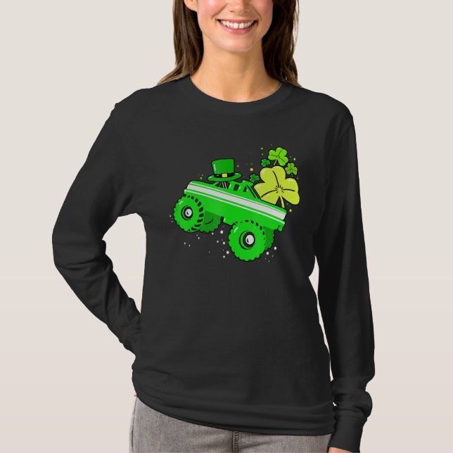 Leprechaun Monster Truck Shamrock St Patrick Day B T-Shirt (Vorderseite)