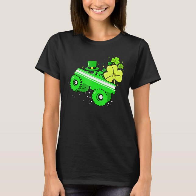 Leprechaun Monster Truck Shamrock St Patrick Day B T-Shirt (Vorderseite)