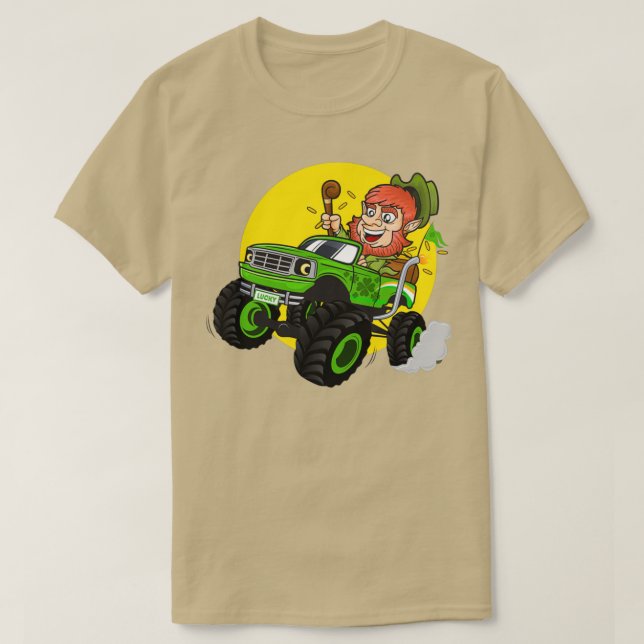 Leprechaun Monster Truck St Patricks Day Boy Kid T-Shirt (Design vorne)