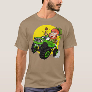 Leprechaun Monster Truck St Patricks Day Boy Kid T-Shirt