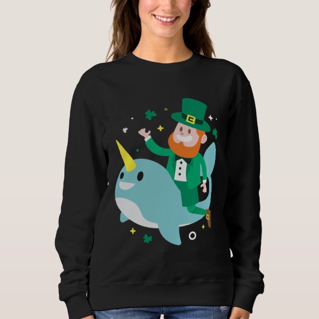 Leprechaun Narwhale  Cute St Patricks Day 2020 Boy Sweatshirt (Vorderseite)