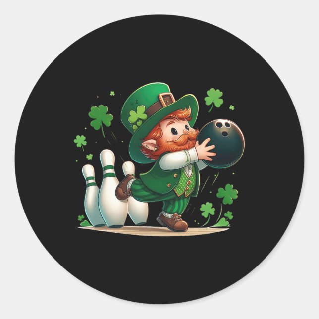 Leprechaun Playing Bowling St Patrick's Day Shamro Runder Aufkleber (Vorderseite)