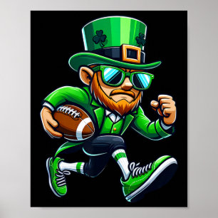 Leprechaun Playing Football St Patricks Day Sport Poster