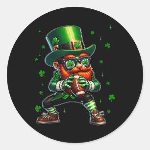Leprechaun Playing Football St Patricks Day Sport Runder Aufkleber