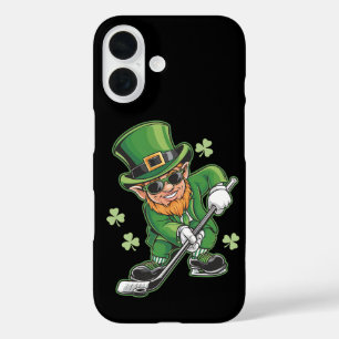 Leprechaun Playing Hockey St Patrick's Day iPhone 16 Hülle