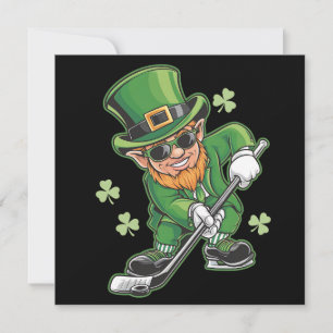 Leprechaun Playing Hockey St Patrick's Day Einladung