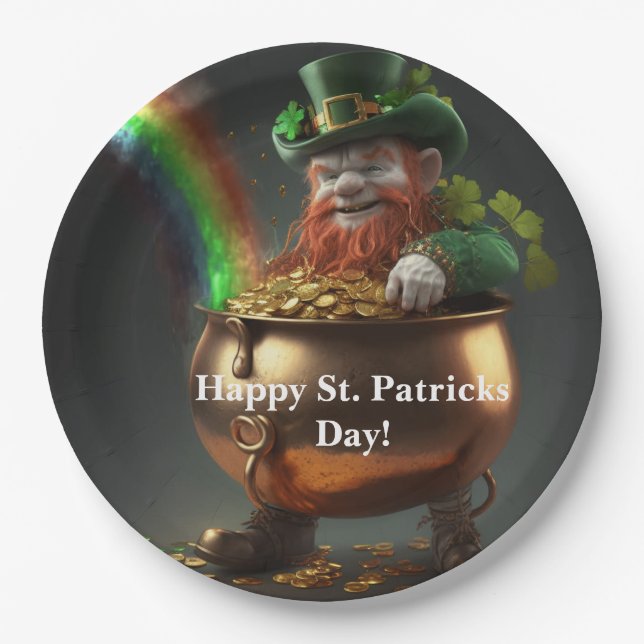 Leprechaun Pot Of Gold Paper Plates Pappteller (Vorderseite)