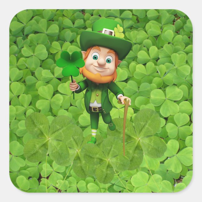Leprechaun Quadratischer Aufkleber (Vorderseite)