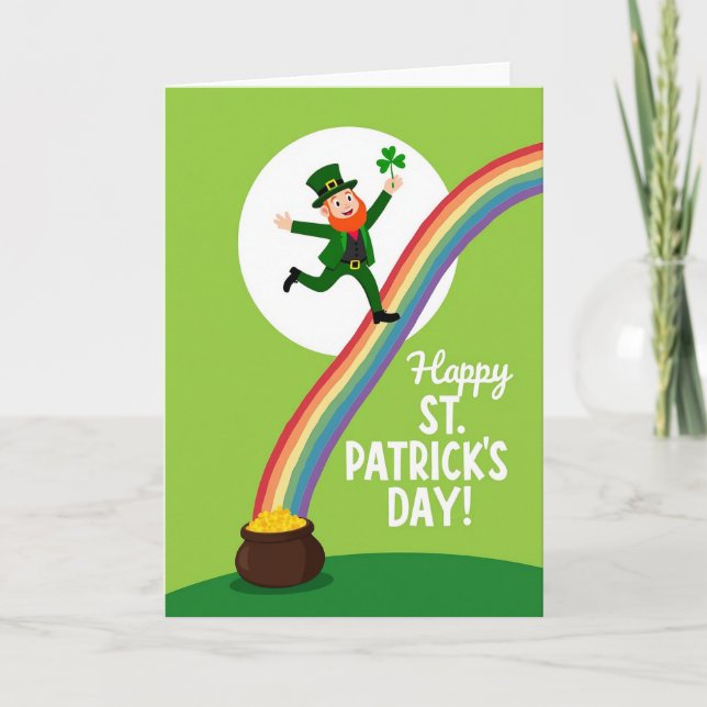 Leprechaun Rainbow Faux Gold Foil Card Karte (Vorderseite)