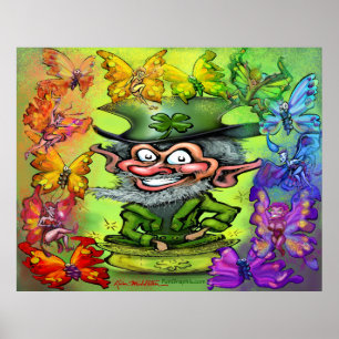 Leprechaun Rainbow Pixies Party Poster