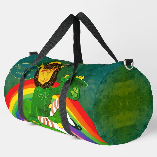 Leprechaun Regenbogen Druck Nähtasche Duffle Bag (Linke Ecke)