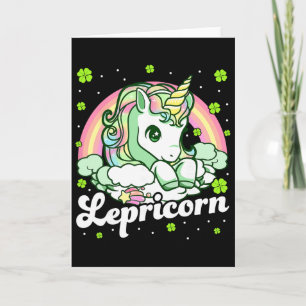 Leprechaun Regenbogen St Patricks Day Einhorn Mädc Karte