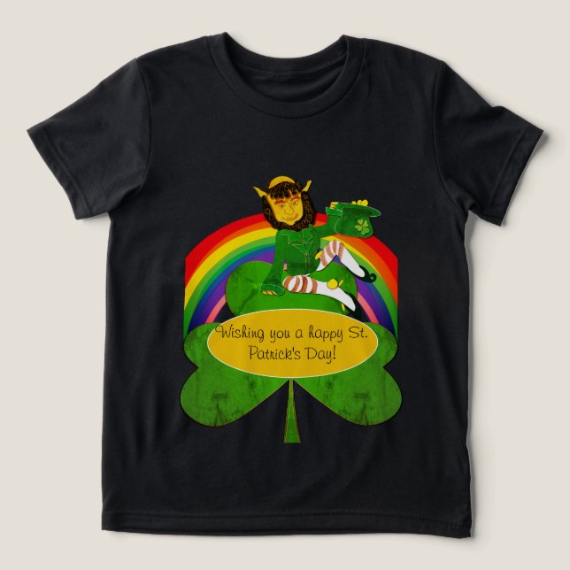Leprechaun Regenbogen St. Patrick's Tri-Blend Shirt (Design Vorderseite)