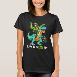 Leprechaun Riding Dinosaur Rex Happy St Patrick s T-Shirt