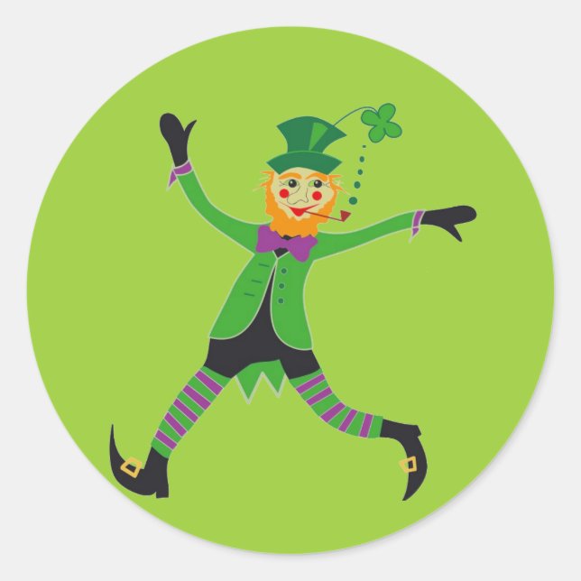 Leprechaun Runder Aufkleber (Vorderseite)