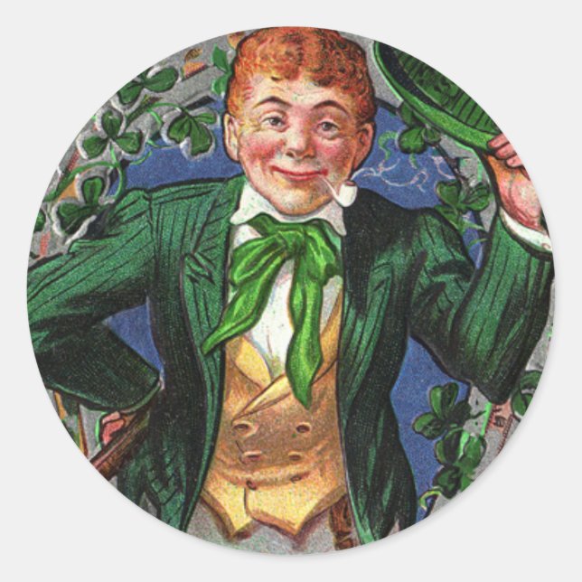 Leprechaun Runder Aufkleber (Vorderseite)
