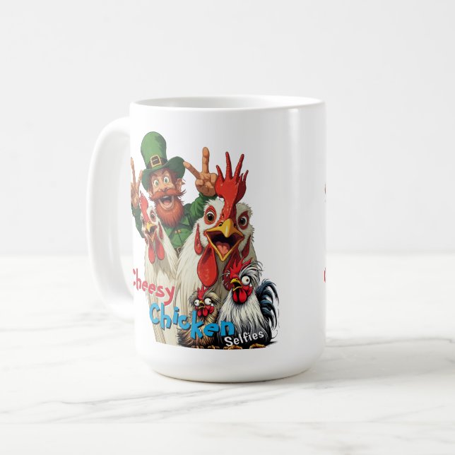 "Leprechaun Selfie" Chessy Chicken Selfies Kaffeetasse (Vorderseite Links)