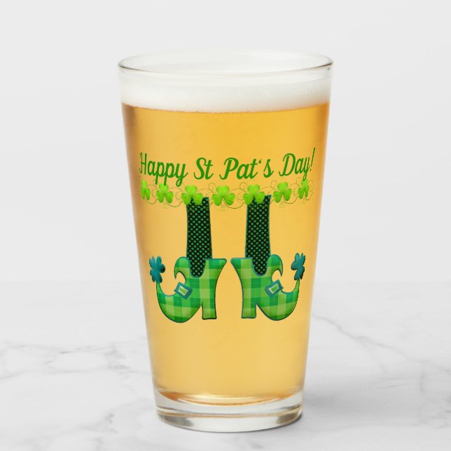 Leprechaun Shoes St Patrick's Day Glas (Vorne (Gefüllt))