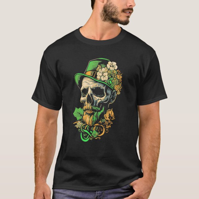 Leprechaun Skull St Paddys Metal Irish St Patricks T-Shirt (Vorderseite)