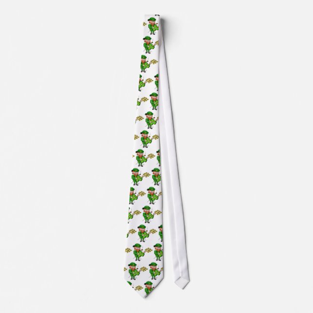 Leprechaun St. Patricks Day 4 Blatt Clover Guitar Krawatte (Vorderseite)