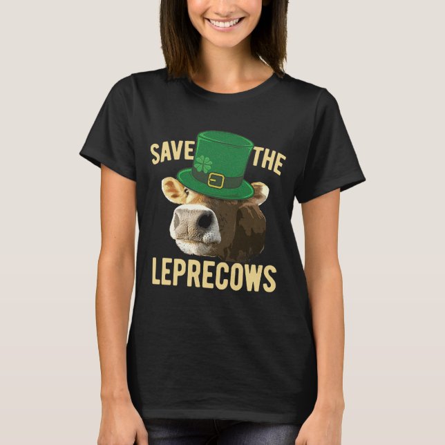 Leprechaun St Patricks Day Cow Spaß Cow T-Shirt (Vorderseite)