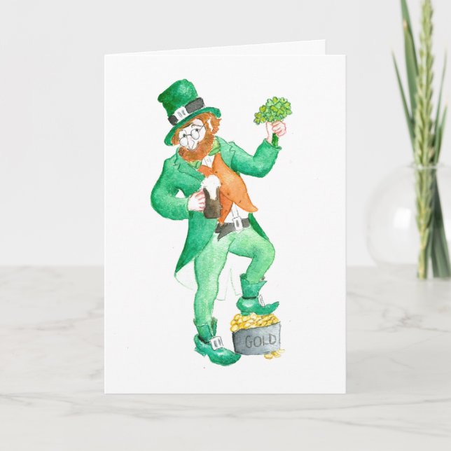 "Leprechaun" St Patrick's Day Grußkarte Karte (Vorderseite)
