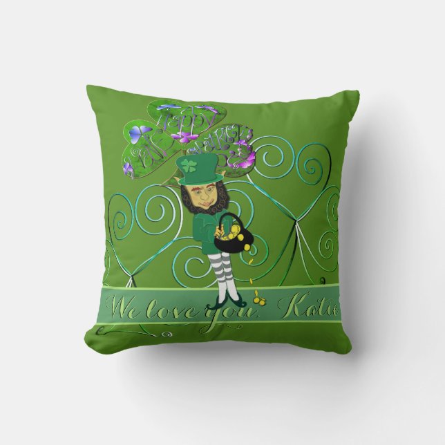 Leprechaun St. Patrick's Day Kissen (Vorderseite)