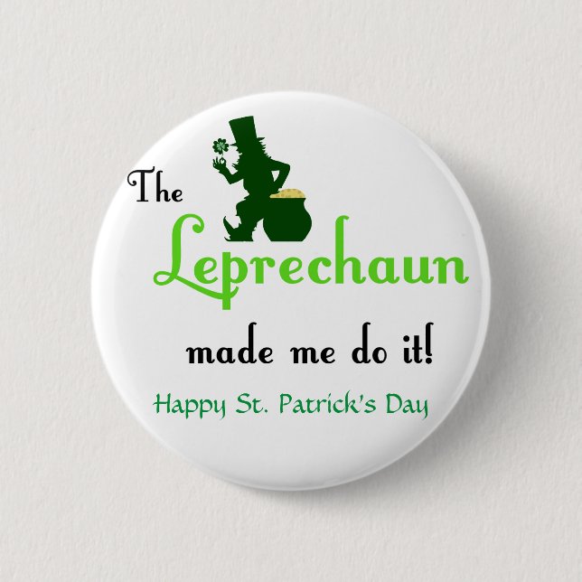 Leprechaun St. Patrick's Day Knöpfe Button (Vorderseite)