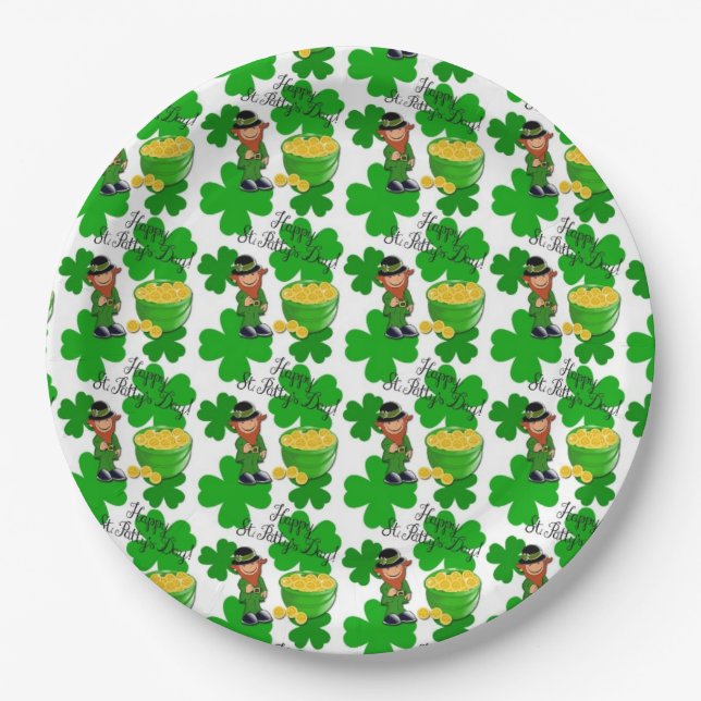 Leprechaun, St. Patrick's Day, Paper Tellers 9" Pappteller (Vorderseite)