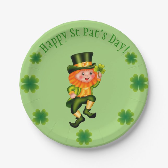 Leprechaun St Patrick's Day Pappteller (Vorderseite)