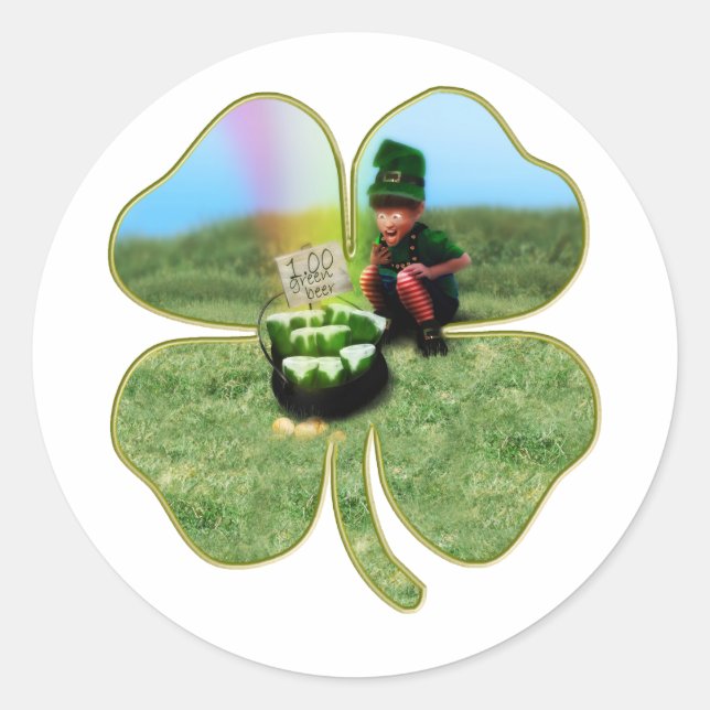 Leprechaun St. Patrick's Day Runder Aufkleber (Vorderseite)